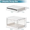3 Pack Clear Storage Bin with Lid 【Stackable & Sturdy】Plastic Bins for Storage Multifunctional Folding Storage Bins for Bedroom, Living Room, Study, Toy Room, 24 QT Folding Box with Magnetic door